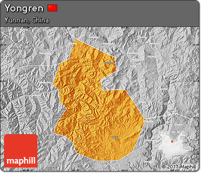Political Map of Yongren, lighten, desaturated