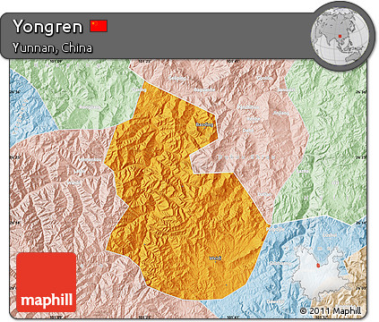 Political Map of Yongren, lighten
