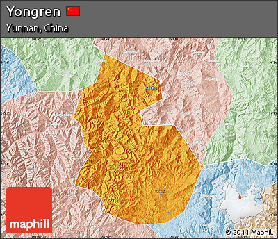 Political Map of Yongren, lighten