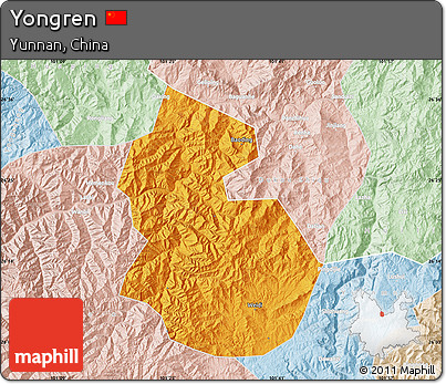 Political Map of Yongren, lighten