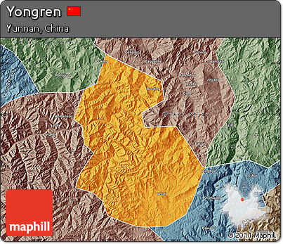 Political Map of Yongren, semi-desaturated