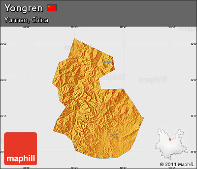 Political Map of Yongren, single color outside