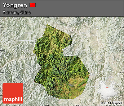 Satellite Map of Yongren, lighten