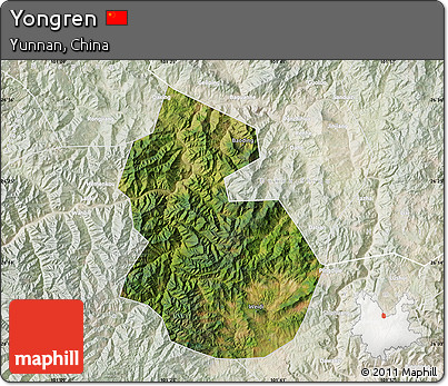 Satellite Map of Yongren, lighten