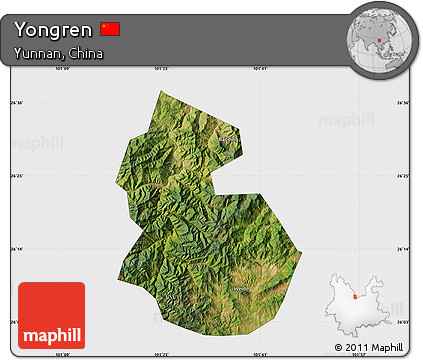 Satellite Map of Yongren, single color outside