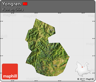 Satellite Map of Yongren, single color outside