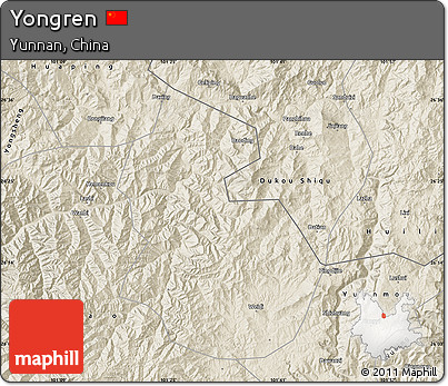 Shaded Relief Map of Yongren