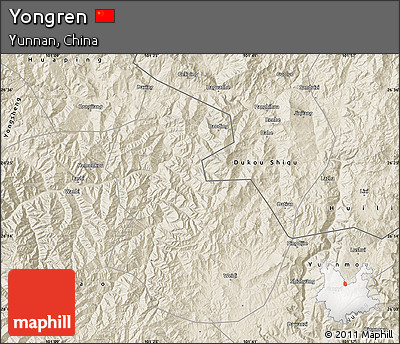 Shaded Relief Map of Yongren