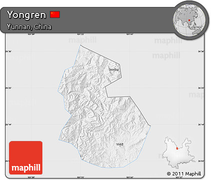 Silver Style Map of Yongren, single color outside