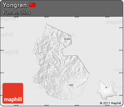 Silver Style Map of Yongren, single color outside