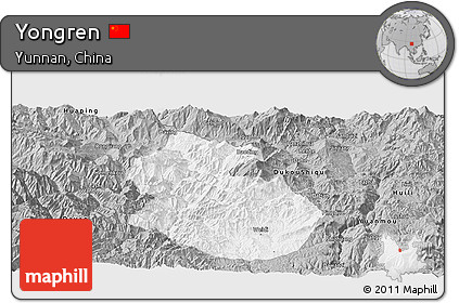 Gray Panoramic Map of Yongren