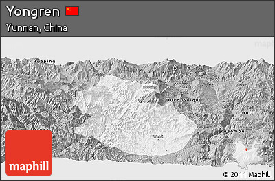 Gray Panoramic Map of Yongren