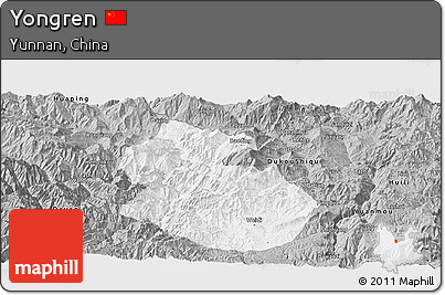 Gray Panoramic Map of Yongren