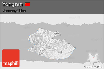 Gray Panoramic Map of Yongren, single color outside