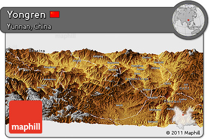 Physical Panoramic Map of Yongren