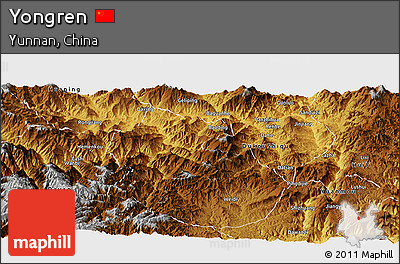 Physical Panoramic Map of Yongren