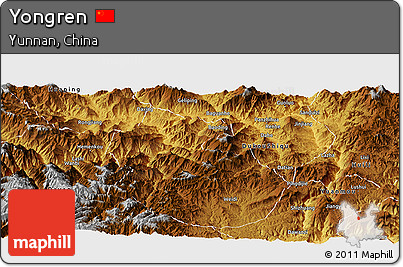 Physical Panoramic Map of Yongren