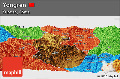 Physical Panoramic Map of Yongren, political outside