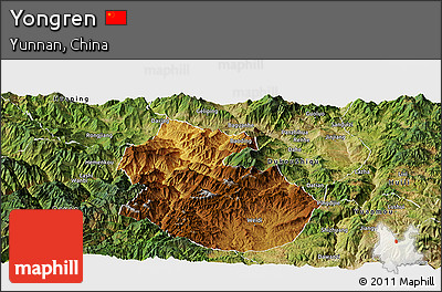 Physical Panoramic Map of Yongren, satellite outside