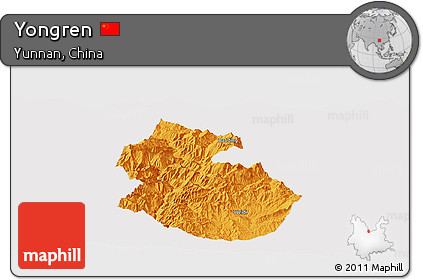 Political Panoramic Map of Yongren, cropped outside