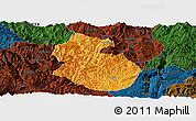 Political Panoramic Map of Yongren, darken