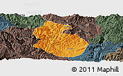 Political Panoramic Map of Yongren, darken, semi-desaturated