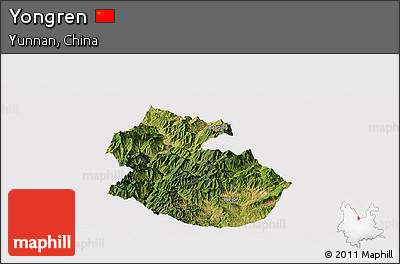 Satellite Panoramic Map of Yongren, cropped outside