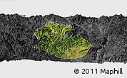 Satellite Panoramic Map of Yongren, darken, desaturated