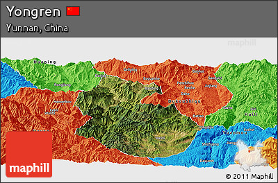 Satellite Panoramic Map of Yongren, political outside