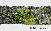 Satellite Panoramic Map of Yongren, semi-desaturated