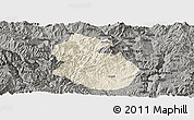 Shaded Relief Panoramic Map of Yongren, darken, semi-desaturated