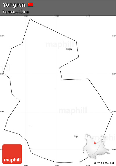Blank Simple Map of Yongren, cropped outside