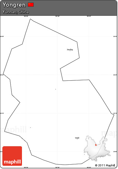 Blank Simple Map of Yongren, cropped outside