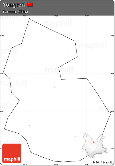 Blank Simple Map of Yongren, cropped outside, no labels
