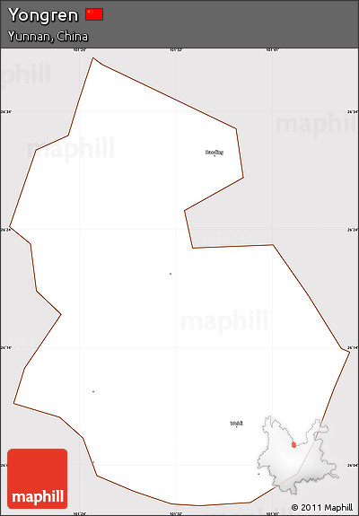 Classic Style Simple Map of Yongren, cropped outside