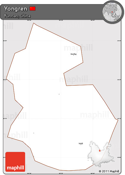 Classic Style Simple Map of Yongren, cropped outside