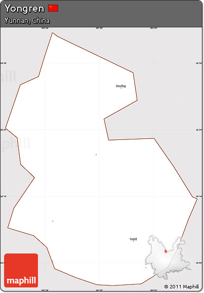Classic Style Simple Map of Yongren, cropped outside