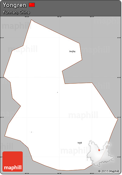 Gray Simple Map of Yongren, cropped outside