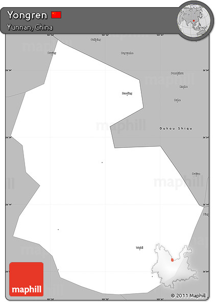 Gray Simple Map of Yongren