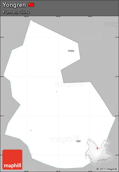 Gray Simple Map of Yongren, single color outside