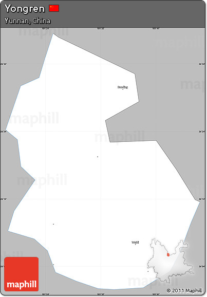Gray Simple Map of Yongren, single color outside