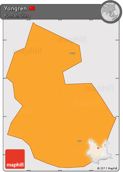 Political Simple Map of Yongren, cropped outside
