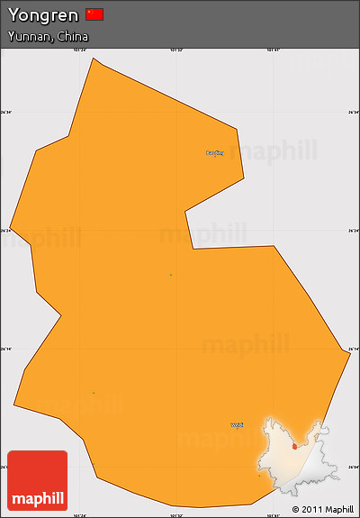 Political Simple Map of Yongren, cropped outside