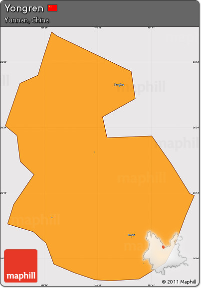 Political Simple Map of Yongren, cropped outside