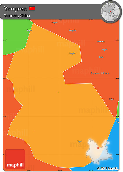 Political Simple Map of Yongren