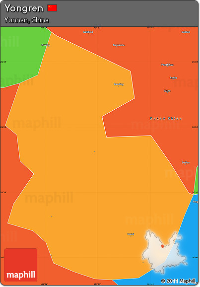 Political Simple Map of Yongren