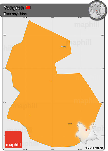 Political Simple Map of Yongren, single color outside