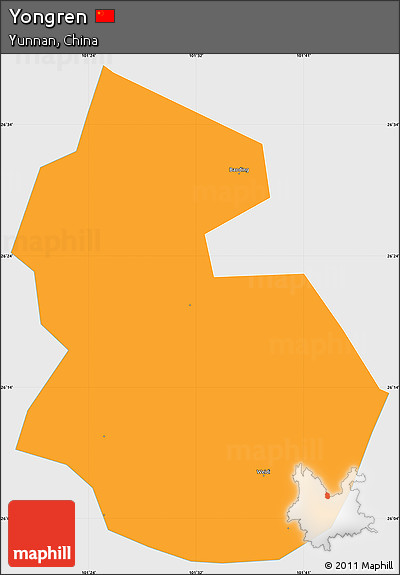 Political Simple Map of Yongren, single color outside