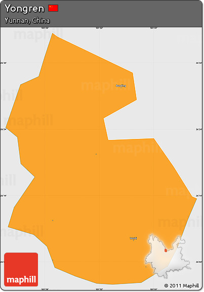 Political Simple Map of Yongren, single color outside