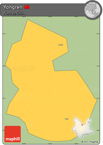 Savanna Style Simple Map of Yongren, cropped outside